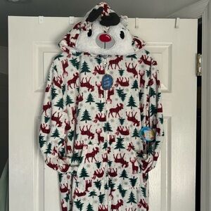 Sleep On It Red and Green Patterned Christmas Onesie